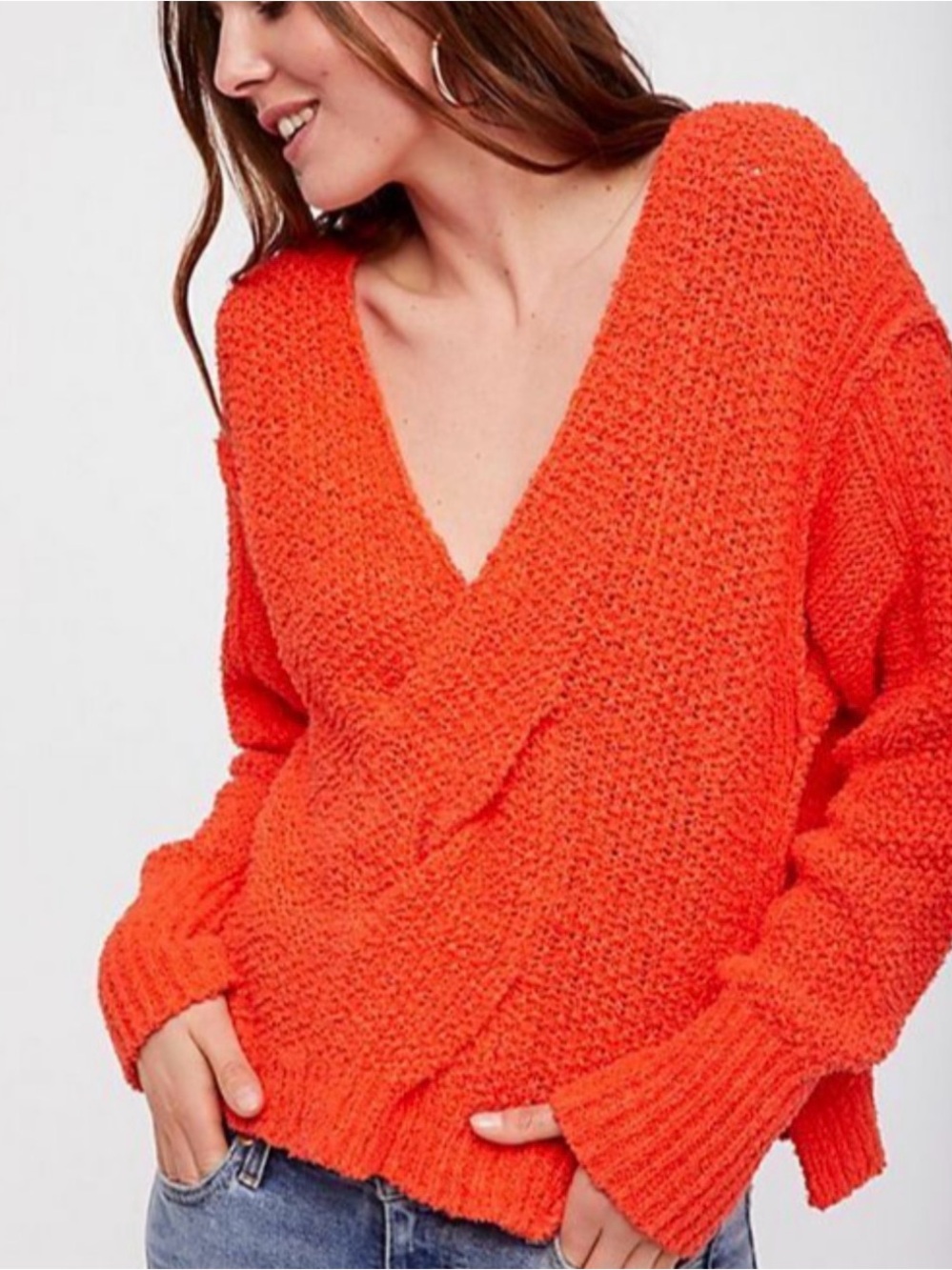 Free People Orange Twist Sweater